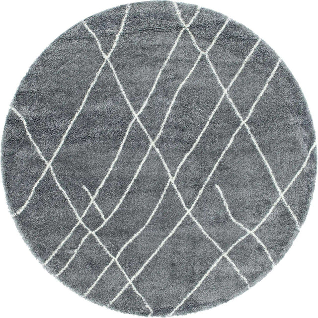Pebble Gray 7' 10 x 7' 10 Soft Touch Shag Round Area Rug Thick Soft Touch Fluffy & Plush Shaggy Pile 100% Polypropylene Unique Carpet for Modern Home Interiors for Sale at Rug Engine