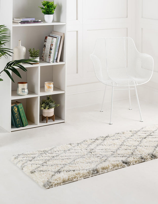 Ivory 2' x 6' 7 Soft Touch Shag Runner Area Rug Thick Soft Touch Fluffy & Plush Shaggy Pile 100% Polypropylene Unique Carpet for Modern Home Interiors for Sale at Rug Engine