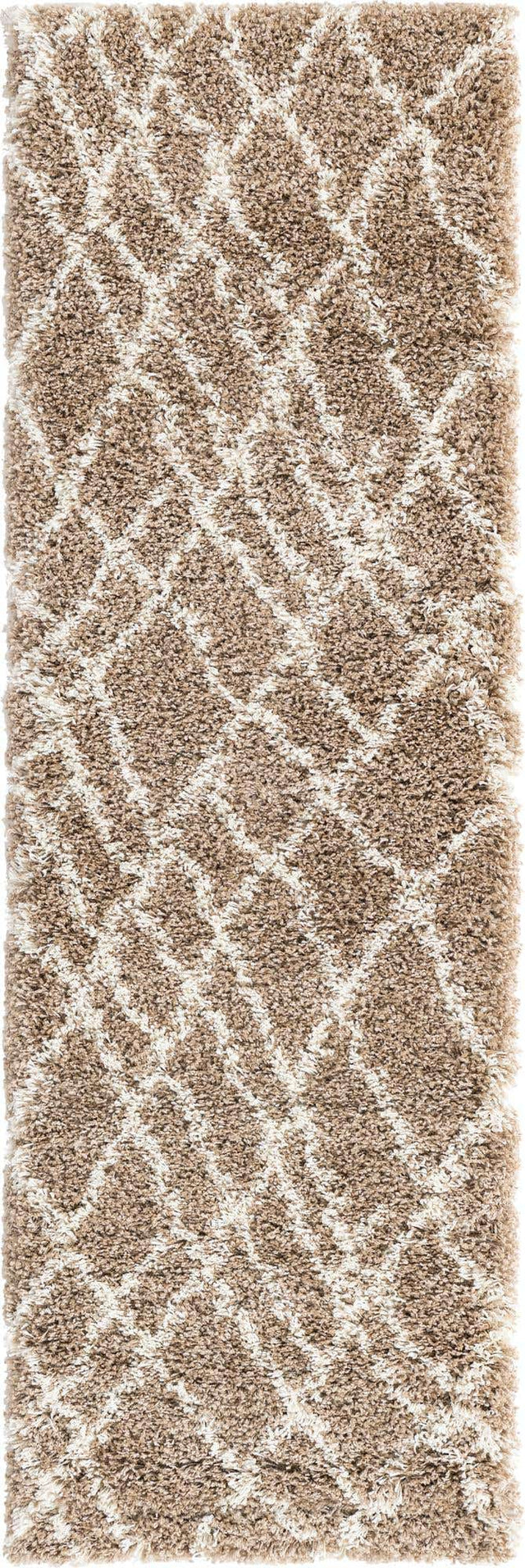 Khaki 2' x 6' 7 Soft Touch Shag Runner Area Rug Thick Soft Touch Fluffy & Plush Shaggy Pile 100% Polypropylene Unique Carpet for Modern Home Interiors for Sale at Rug Engine