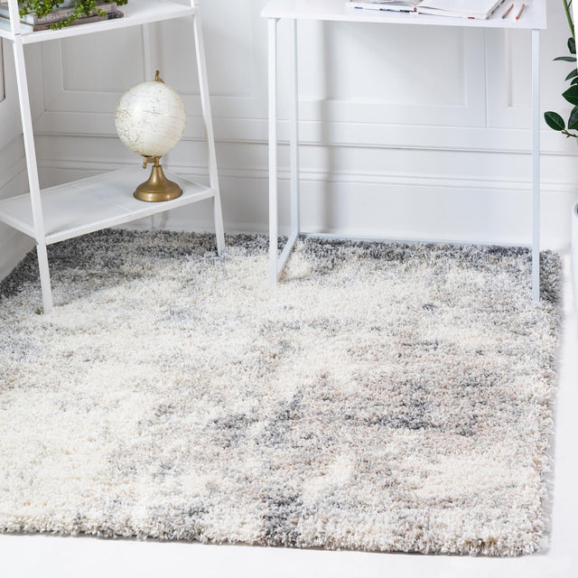 Pebble Gray 4' 1 x 4' 1 Soft Touch Shag Square Area Rug Thick Soft Touch Fluffy & Plush Shaggy Pile 100% Polypropylene Unique Carpet for Modern Home Interiors for Sale at Rug Engine