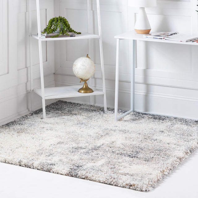 Pebble Gray 7' 10 x 7' 10 Soft Touch Shag Square Area Rug Thick Soft Touch Fluffy & Plush Shaggy Pile 100% Polypropylene Unique Carpet for Modern Home Interiors for Sale at Rug Engine