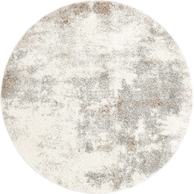 Pebble Gray 7' 10 x 7' 10 Soft Touch Shag Round Area Rug Thick Soft Touch Fluffy & Plush Shaggy Pile 100% Polypropylene Unique Carpet for Modern Home Interiors for Sale at Rug Engine