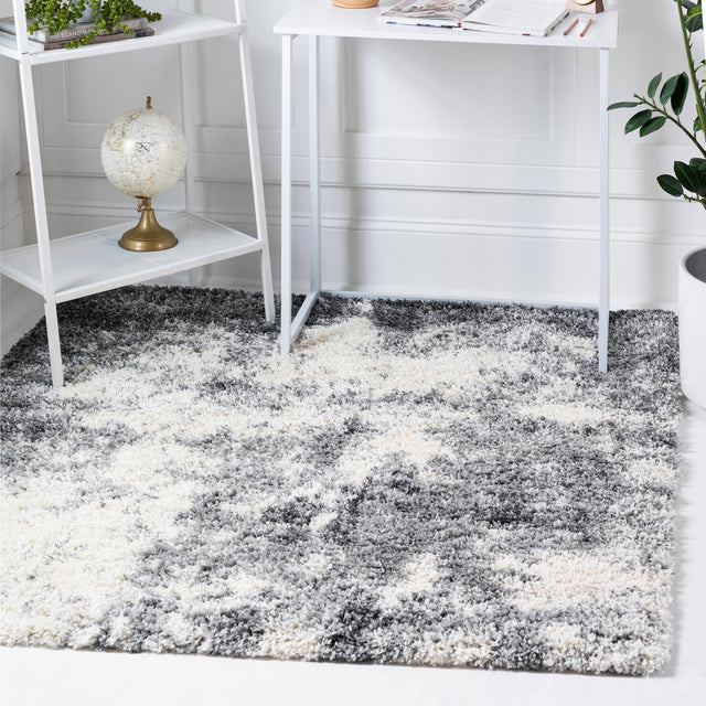 Smoke Gray 7' 10 x 7' 10 Soft Touch Shag Square Area Rug Thick Soft Touch Fluffy & Plush Shaggy Pile 100% Polypropylene Unique Carpet for Modern Home Interiors for Sale at Rug Engine