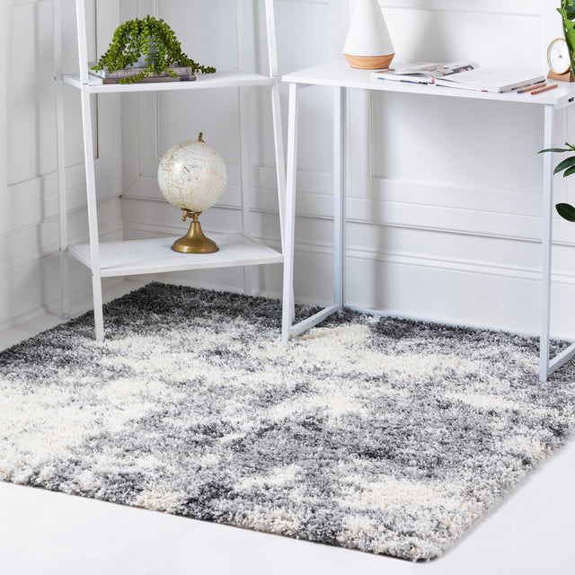 Smoke Gray 4' 1 x 4' 1 Soft Touch Shag Square Area Rug Thick Soft Touch Fluffy & Plush Shaggy Pile 100% Polypropylene Unique Carpet for Modern Home Interiors for Sale at Rug Engine