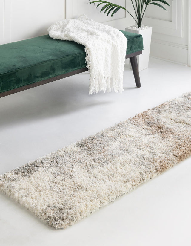 Khaki 2' 7 x 10' Soft Touch Shag Runner Area Rug Thick Soft Touch Fluffy & Plush Shaggy Pile