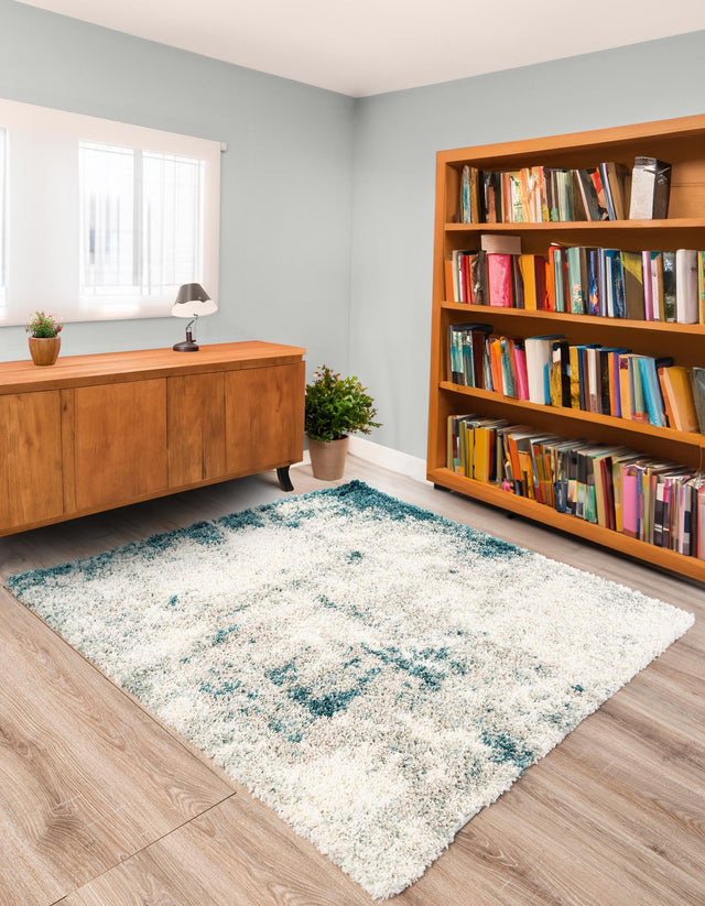 Sage Green 7' 10 x 7' 10 Soft Touch Shag Square Area Rug Thick Soft Touch Fluffy & Plush Shaggy Pile