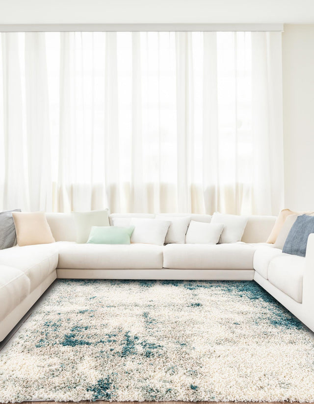 Sage Green 7' 10 x 7' 10 Soft Touch Shag Square Area Rug Thick Soft Touch Fluffy & Plush Shaggy Pile