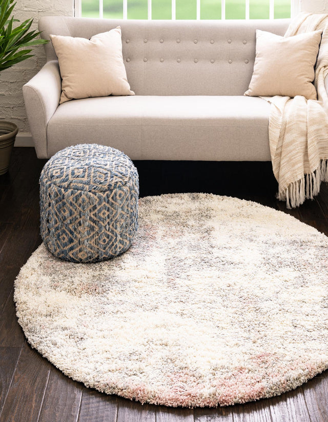 Pink 7' 10 x 7' 10 Soft Touch Shag Round Area Rug Thick Soft Touch Fluffy & Plush Shaggy Pile 100% Polypropylene Unique Carpet for Modern Home Interiors for Sale at Rug Engine