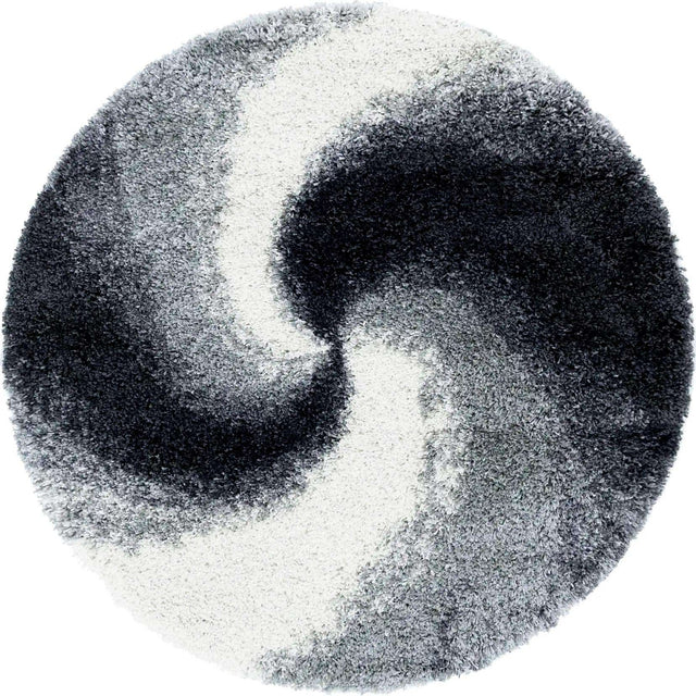 Smoke Gray 4' 1 x 4' 1 Soft Touch Shag Round Area Rug Thick Soft Touch Fluffy & Plush Shaggy Pile 100% Polypropylene Unique Carpet for Modern Home Interiors for Sale at Rug Engine