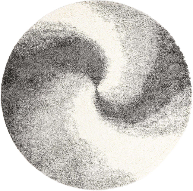 Smoke Gray 6' 1 x 6' 1 Soft Touch Shag Round Area Rug Thick Soft Touch Fluffy & Plush Shaggy Pile 100% Polypropylene Unique Carpet for Modern Home Interiors for Sale at Rug Engine