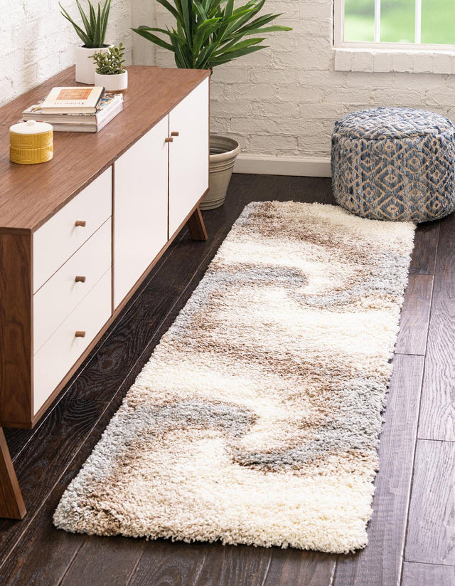 Khaki 2' 7 x 13' 1 Soft Touch Shag Runner Area Rug Thick Soft Touch Fluffy & Plush Shaggy Pile 100% Polypropylene Unique Carpet for Modern Home Interiors for Sale at Rug Engine