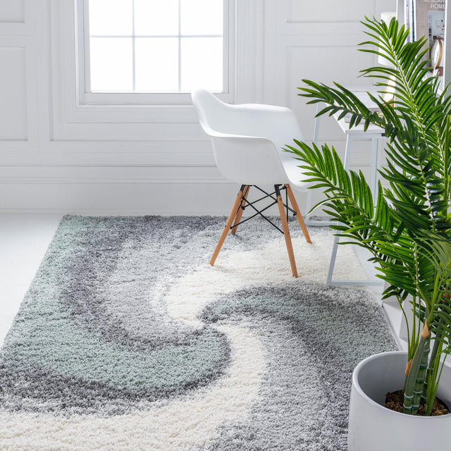 Sage Green 2' x 3' 1 Soft Touch Shag Rectangle Area Rug Thick Soft Touch Fluffy & Plush Shaggy Pile