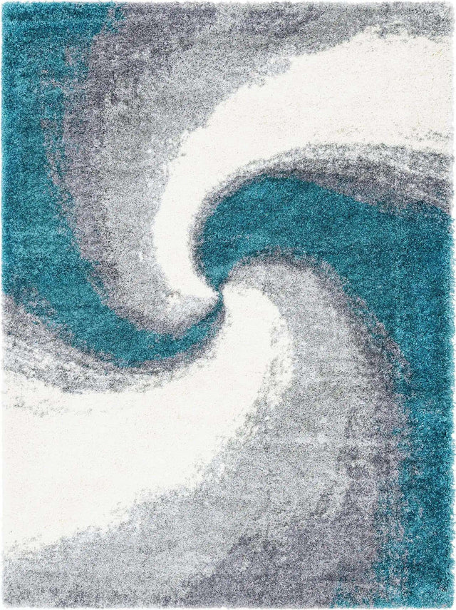 Turquoise 7' 10 x 11' Soft Touch Shag Rectangle Area Rug Thick Soft Touch Fluffy & Plush Shaggy Pile 100% Polypropylene Unique Carpet for Modern Home Interiors for Sale at Rug Engine