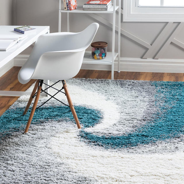 Turquoise 7' 1 x 10' Soft Touch Shag Rectangle Area Rug Thick Soft Touch Fluffy & Plush Shaggy Pile 100% Polypropylene Unique Carpet for Modern Home Interiors for Sale at Rug Engine