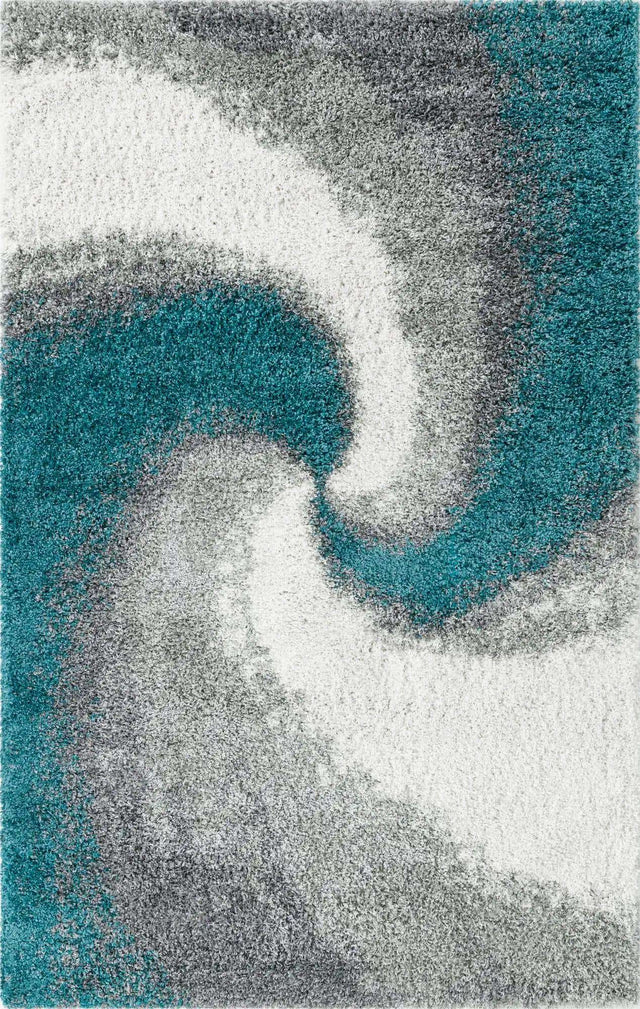 Turquoise 5' 3 x 8' Soft Touch Shag Rectangle Area Rug Thick Soft Touch Fluffy & Plush Shaggy Pile 100% Polypropylene Unique Carpet for Modern Home Interiors for Sale at Rug Engine