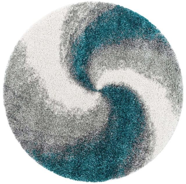 Turquoise 6' 1 x 6' 1 Soft Touch Shag Round Area Rug Thick Soft Touch Fluffy & Plush Shaggy Pile 100% Polypropylene Unique Carpet for Modern Home Interiors for Sale at Rug Engine