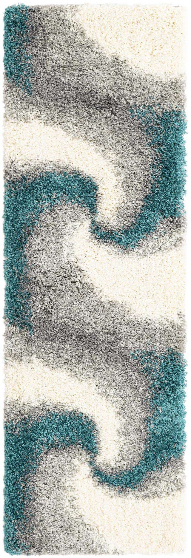 Turquoise 2' x 6' 7 Soft Touch Shag Runner Area Rug Thick Soft Touch Fluffy & Plush Shaggy Pile 100% Polypropylene Unique Carpet for Modern Home Interiors for Sale at Rug Engine