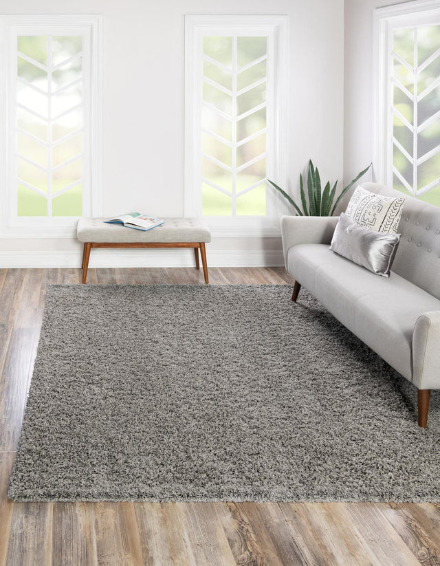 Cloud Gray 5' 3 x 5' 3 Solid Shag Square Area Rug Thick Soft Touch Fluffy & Plush Shaggy Pile Durable Minimalist Carpet for Classic Interior Design for Sale at Rug Engine