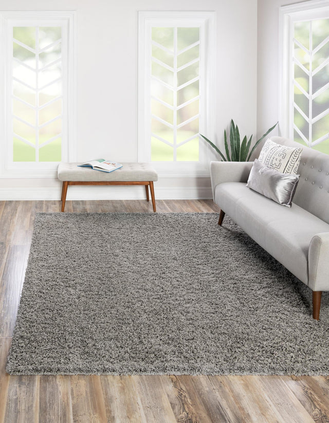 Cloud Gray 7' 10 x 7' 10 Solid Shag Square Area Rug Thick Soft Touch Fluffy & Plush Shaggy Pile Durable Minimalist Carpet for Classic Interior Design for Sale at Rug Engine