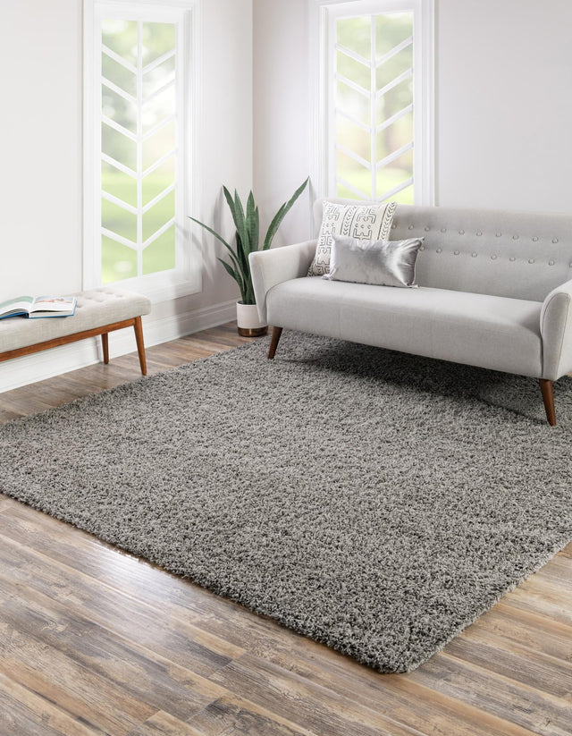 Cloud Gray 5' 3 x 5' 3 Solid Shag Square Area Rug Thick Soft Touch Fluffy & Plush Shaggy Pile Durable Minimalist Carpet for Classic Interior Design for Sale at Rug Engine