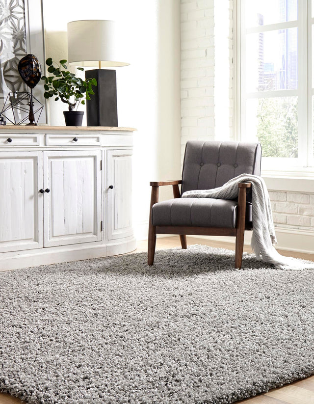 Cloud Gray 5' 3 x 5' 3 Solid Shag Square Area Rug Thick Soft Touch Fluffy & Plush Shaggy Pile Durable Minimalist Carpet for Classic Interior Design for Sale at Rug Engine