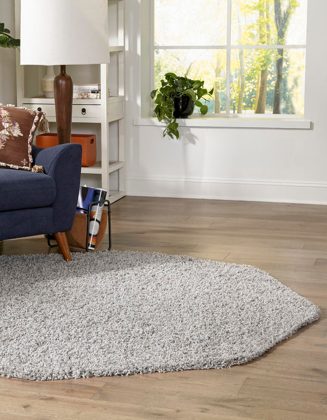 Cloud Gray 4' 1 x 4' 1 Solid Shag Octagon Area Rug Thick Soft Touch Fluffy & Plush Shaggy Pile Durable Minimalist Carpet for Classic Interior Design for Sale at Rug Engine