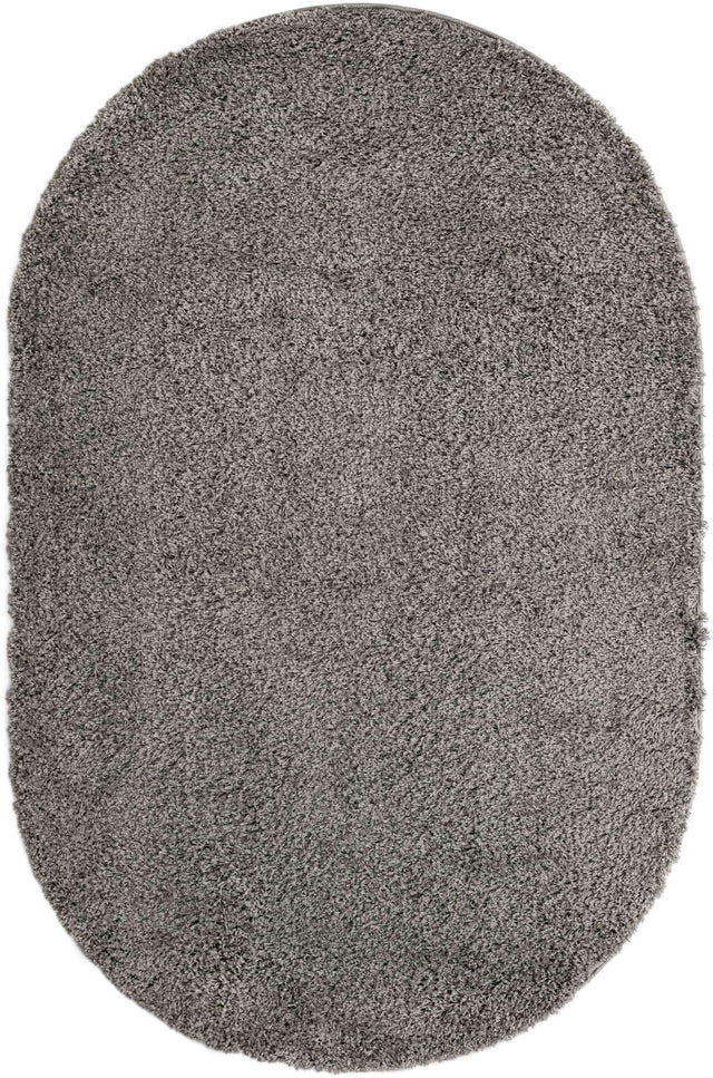 Cloud Gray 5' 3 x 8' Solid Shag Oval Area Rug Thick Soft Touch Fluffy & Plush Shaggy Pile Durable Minimalist Carpet for Classic Interior Design for Sale at Rug Engine