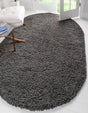 Graphite Gray 7' 10 x 10' Solid Shag Oval Area Rug Thick Soft Touch Fluffy & Plush Shaggy Pile