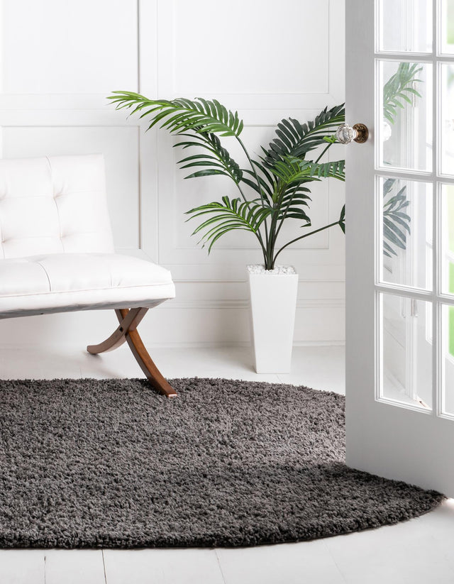 Graphite Gray 7' 10 x 10' Solid Shag Oval Area Rug Thick Soft Touch Fluffy & Plush Shaggy Pile Durable Minimalist Carpet for Classic Interior Design for Sale at Rug Engine