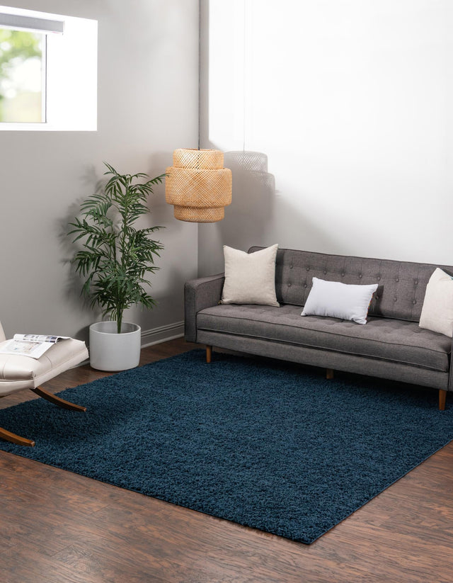 Sapphire Blue 7' 10 x 7' 10 Solid Shag Square Area Rug Thick Soft Touch Fluffy & Plush Shaggy Pile Durable Minimalist Carpet for Classic Interior Design for Sale at Rug Engine
