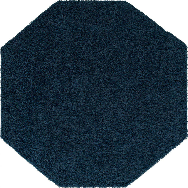 Sapphire Blue 7' 10 x 7' 10 Solid Shag Octagon Area Rug Thick Soft Touch Fluffy & Plush Shaggy Pile Durable Minimalist Carpet for Classic Interior Design for Sale at Rug Engine