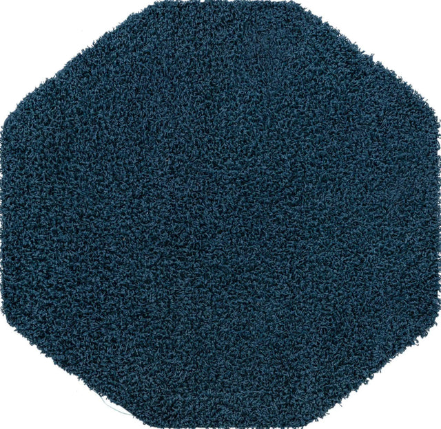 Sapphire Blue 4' 1 x 4' 1 Solid Shag Octagon Area Rug Thick Soft Touch Fluffy & Plush Shaggy Pile Durable Minimalist Carpet for Classic Interior Design for Sale at Rug Engine