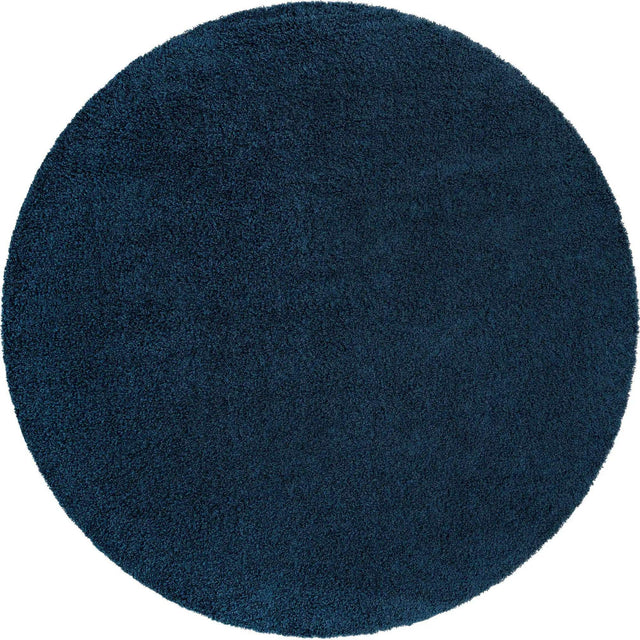 Sapphire Blue 7' 1 x 7' 1 Solid Shag Round Area Rug Thick Soft Touch Fluffy & Plush Shaggy Pile Durable Minimalist Carpet for Classic Interior Design for Sale at Rug Engine