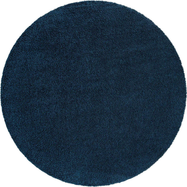 Sapphire Blue 5' 3 x 5' 3 Solid Shag Round Area Rug Thick Soft Touch Fluffy & Plush Shaggy Pile Durable Minimalist Carpet for Classic Interior Design for Sale at Rug Engine