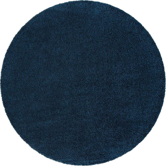 Sapphire Blue 4' 1 x 4' 1 Solid Shag Round Area Rug Thick Soft Touch Fluffy & Plush Shaggy Pile Durable Minimalist Carpet for Classic Interior Design for Sale at Rug Engine