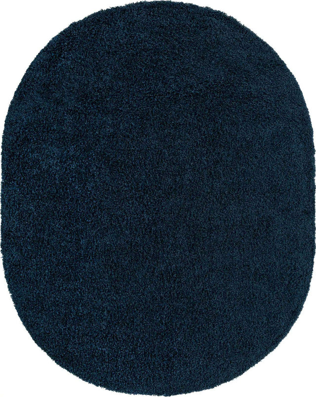 Sapphire Blue 7' 10 x 10' Solid Shag Oval Area Rug Thick Soft Touch Fluffy & Plush Shaggy Pile Durable Minimalist Carpet for Classic Interior Design for Sale at Rug Engine