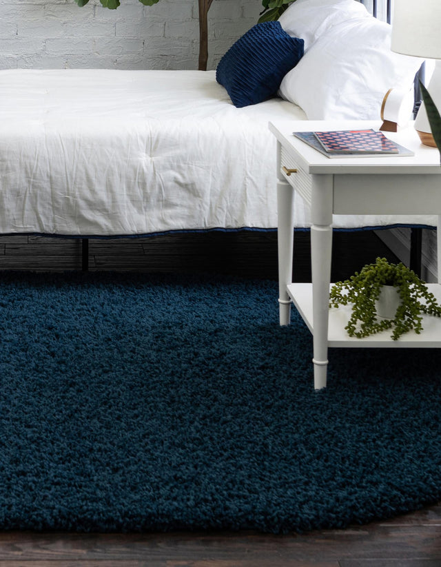 Sapphire Blue 7' 10 x 10' Solid Shag Oval Area Rug Thick Soft Touch Fluffy & Plush Shaggy Pile Durable Minimalist Carpet for Classic Interior Design for Sale at Rug Engine