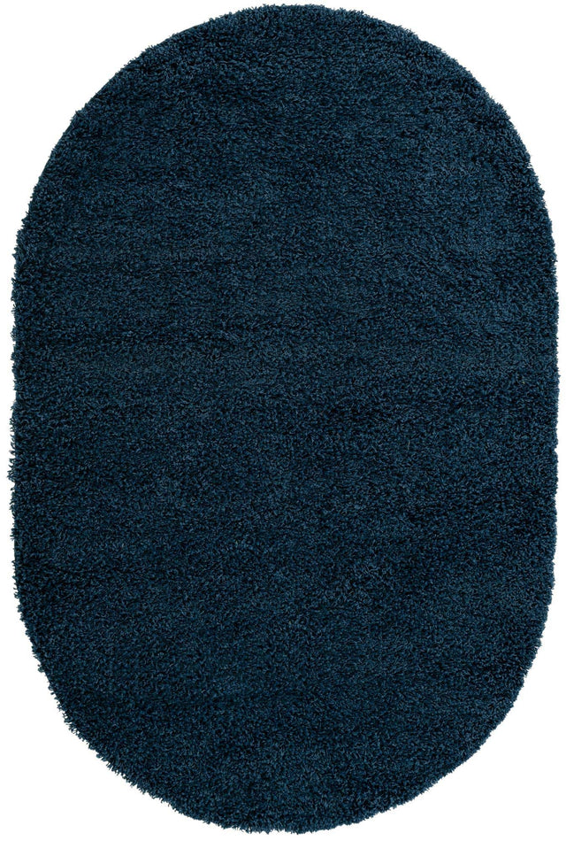 Sapphire Blue 5' 3 x 8' Solid Shag Oval Area Rug Thick Soft Touch Fluffy & Plush Shaggy Pile Durable Minimalist Carpet for Classic Interior Design for Sale at Rug Engine