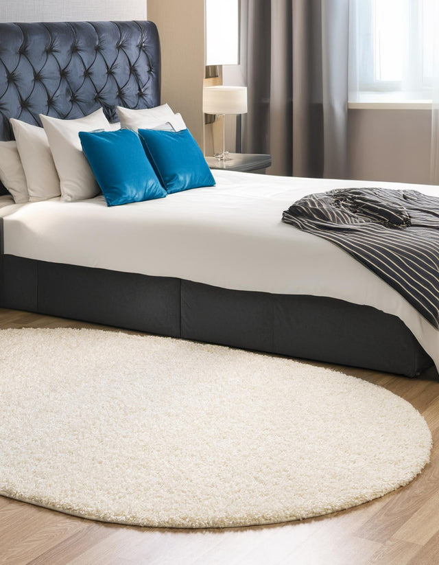 Snow White 3' 1 x 5' 3 Solid Shag Oval Area Rug Thick Soft Touch Fluffy & Plush Shaggy Pile