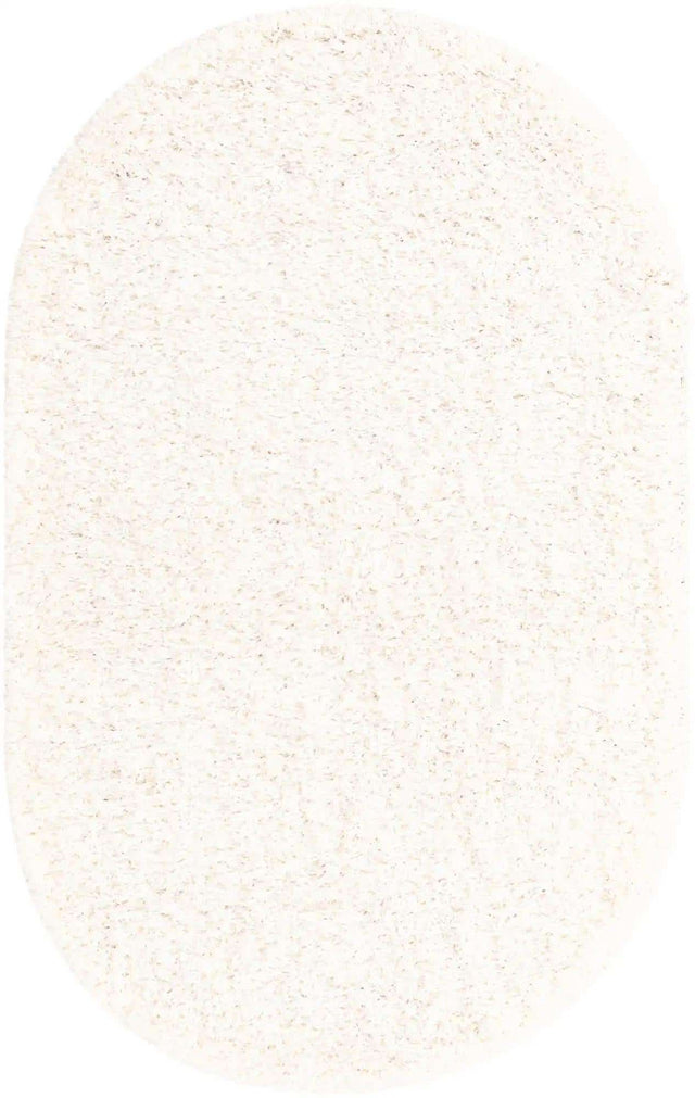 Snow White 3' 1 x 5' 3 Solid Shag Oval Area Rug Thick Soft Touch Fluffy & Plush Shaggy Pile