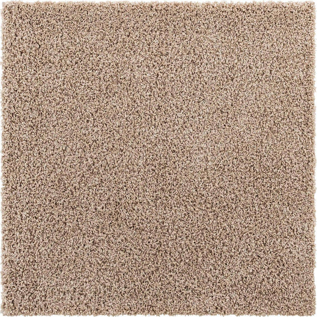 Taupe 5' 3 x 5' 3 Solid Shag Square Area Rug Thick Soft Touch Fluffy & Plush Shaggy Pile Durable Minimalist Carpet for Classic Interior Design for Sale at Rug Engine