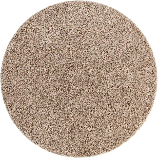 Taupe 7' 1 x 7' 1 Solid Shag Round Area Rug Thick Soft Touch Fluffy & Plush Shaggy Pile Durable Minimalist Carpet for Classic Interior Design for Sale at Rug Engine