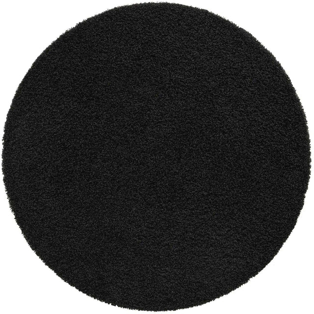 Jet Black 5' 3 x 5' 3 Solid Shag Round Area Rug Thick Soft Touch Fluffy & Plush Shaggy Pile Durable Minimalist Carpet for Classic Interior Design for Sale at Rug Engine