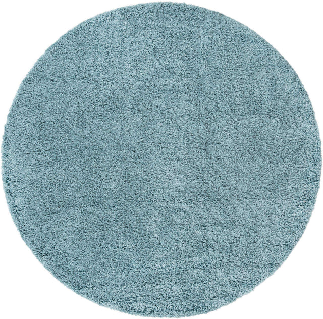 Light Slate Blue 7' 1 x 7' 1 Solid Shag Round Area Rug Thick Soft Touch Fluffy & Plush Shaggy Pile Durable Minimalist Carpet for Classic Interior Design for Sale at Rug Engine
