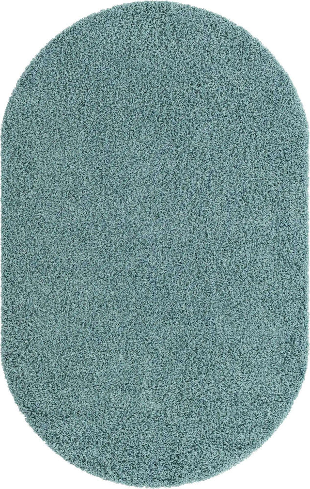 Light Slate Blue 5' 3 x 8' Solid Shag Oval Area Rug Thick Soft Touch Fluffy & Plush Shaggy Pile Durable Minimalist Carpet for Classic Interior Design for Sale at Rug Engine