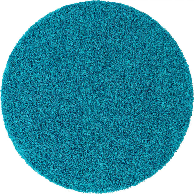 Turquoise 5' 3 x 5' 3 Solid Shag Round Area Rug Thick Soft Touch Fluffy & Plush Shaggy Pile Durable Minimalist Carpet for Classic Interior Design for Sale at Rug Engine