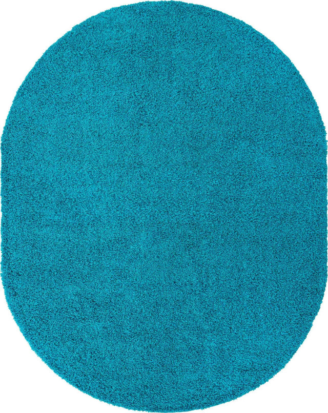 Turquoise 7' 10 x 10' Solid Shag Oval Area Rug Thick Soft Touch Fluffy & Plush Shaggy Pile Durable Minimalist Carpet for Classic Interior Design for Sale at Rug Engine