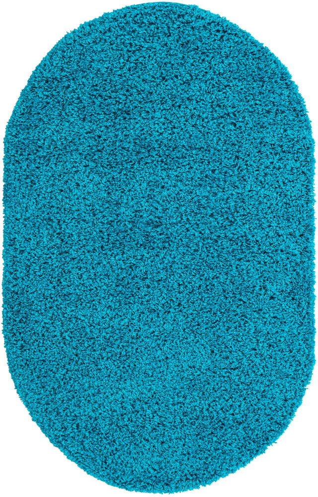 Turquoise 3' 1 x 5' 3 Solid Shag Oval Area Rug Thick Soft Touch Fluffy & Plush Shaggy Pile Durable Minimalist Carpet for Classic Interior Design for Sale at Rug Engine