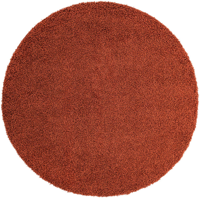 Terracotta 7' 1 x 7' 1 Solid Shag Round Area Rug Thick Soft Touch Fluffy & Plush Shaggy Pile Durable Minimalist Carpet for Classic Interior Design for Sale at Rug Engine