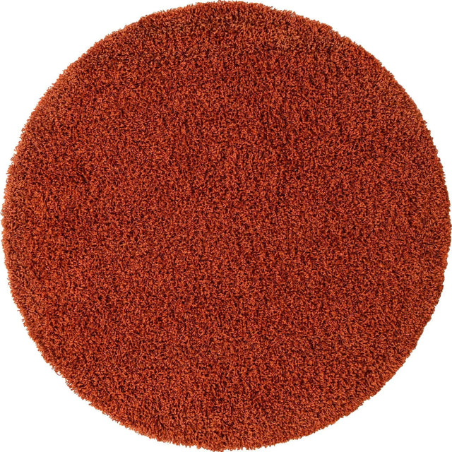 Terracotta 5' 3 x 5' 3 Solid Shag Round Area Rug Thick Soft Touch Fluffy & Plush Shaggy Pile